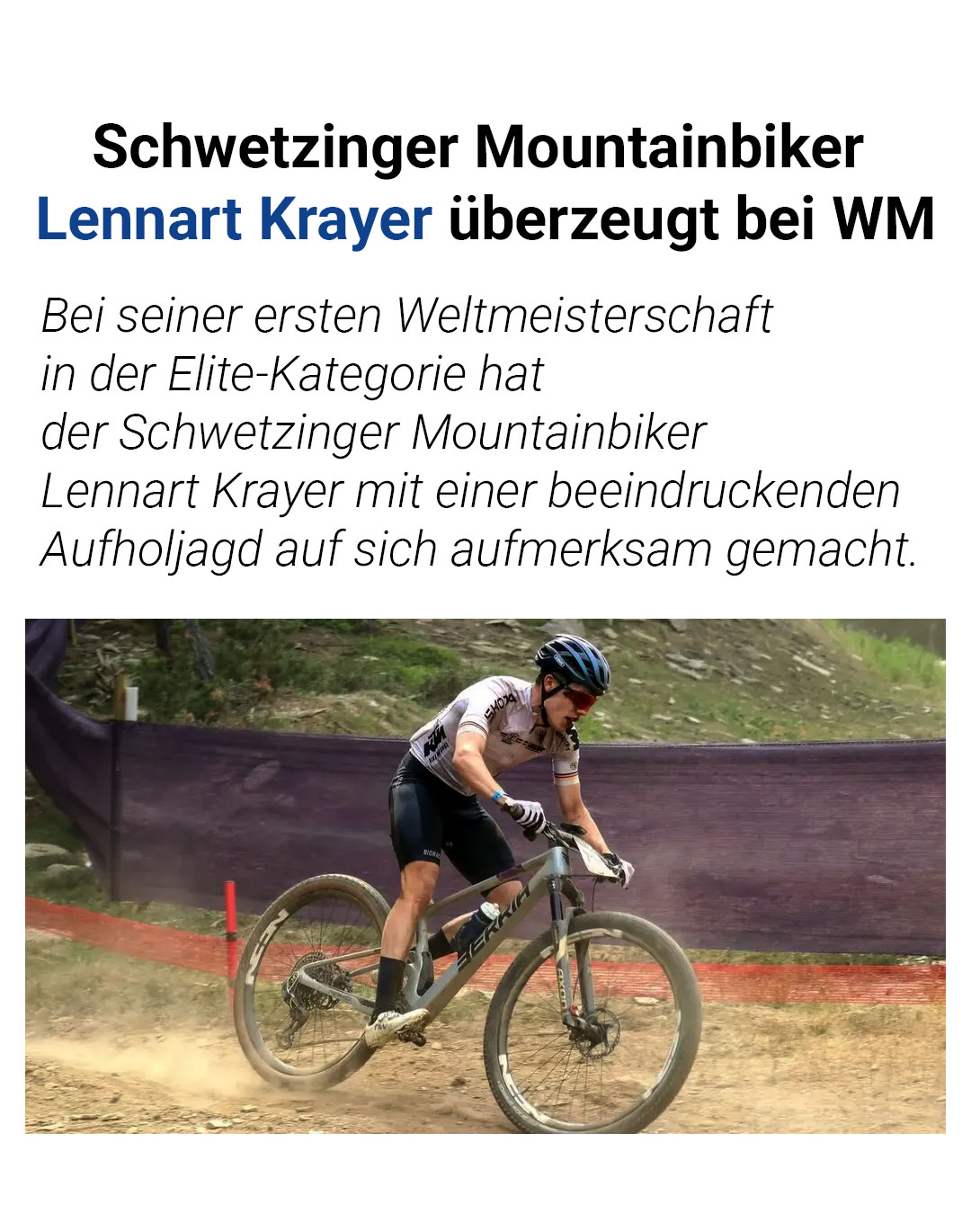 Du betrachtest gerade Schwetzinger Mountainbiker Lennart Krayer überzeugt bei WM